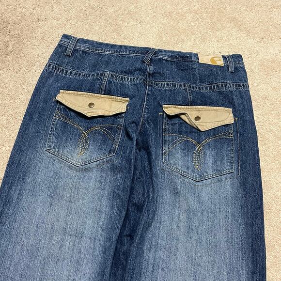 Exsto Y2K Baggy Skater Acid Washed Faded Blue Jeans 38Wx34L - Picture 3 of 7